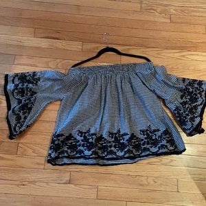 Black gingham off the shoulder top